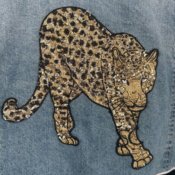 Judith March JAGUARS Denim Jacket Women's Small / Medium Custom Varsity Sequins - Picture 5 of 13